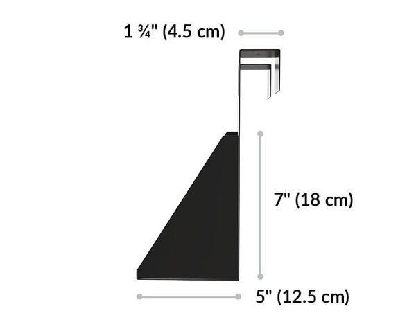 quickflex cubes hanging shelf is seven inches tall five inches wide and the slot to fit over the wall panel is one and three quarters wide