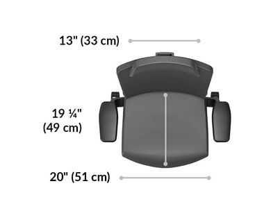 Vari Executive Task Chair seat is 20 inches wide and 19 and a quarter inches long