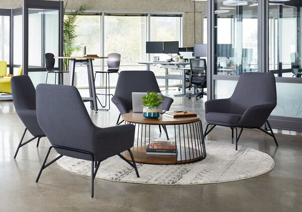 inside of Vari showroom with soft seating