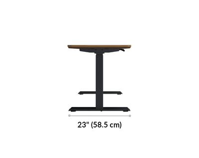 Vari electric standing desk 60 by 24 leg base is 28 and 7 eighths inches deep