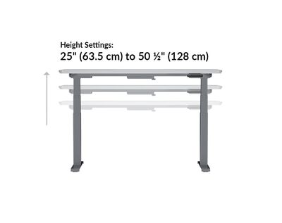 vari electric standing desk 60 by 24 height ranges from 25 to 50 and a half inches