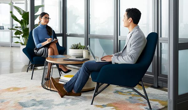 2 professionals having a meeting