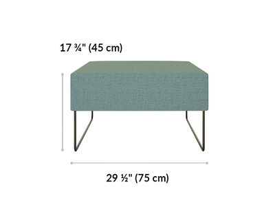 sectional ottoman is 29 and a half inches wide and 17 and a quarter inches tall
