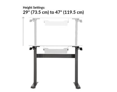 standing workstation height settings range from 29 inches to 47 inches