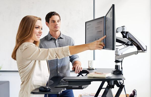 professionals viewing mounted monitors