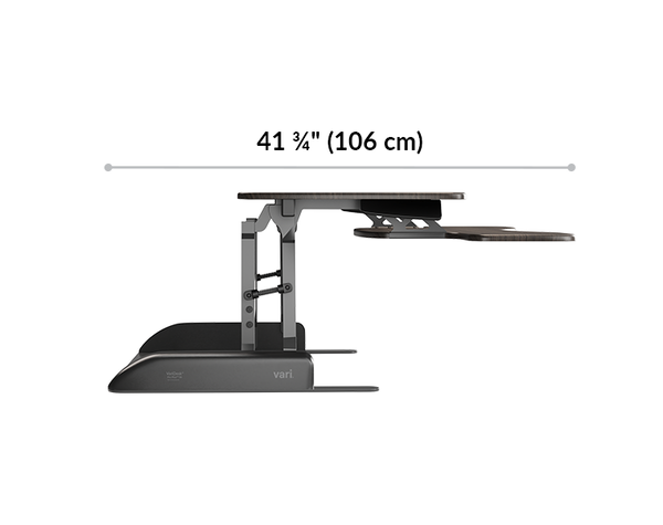 converter is 41 and three fourth inches deep when in raised position