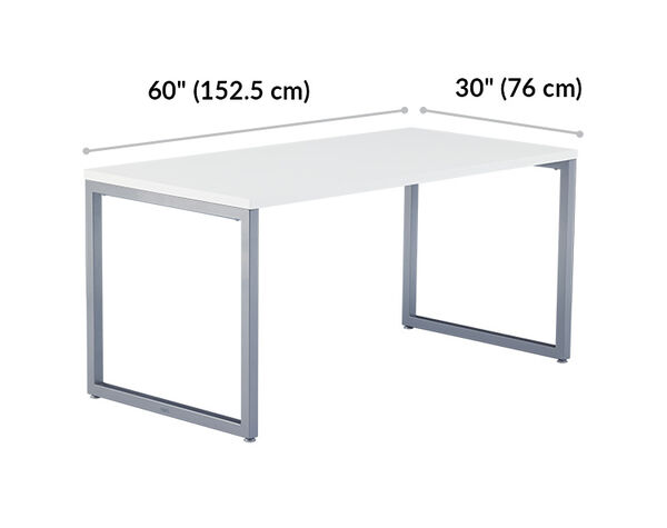 table 60x30 in white finish is 60 inches long and 30 inches wide