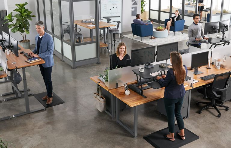 individuals working in office with vari products