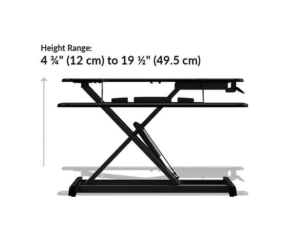 the essential vertical lift height settings range from 4 and 3 quarter inches to 19 and a half inches.
