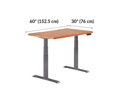 Electric Standing Desk ComfortEdge™ 60x30 Butcher Block is 60 inches wide and 30 inches deep