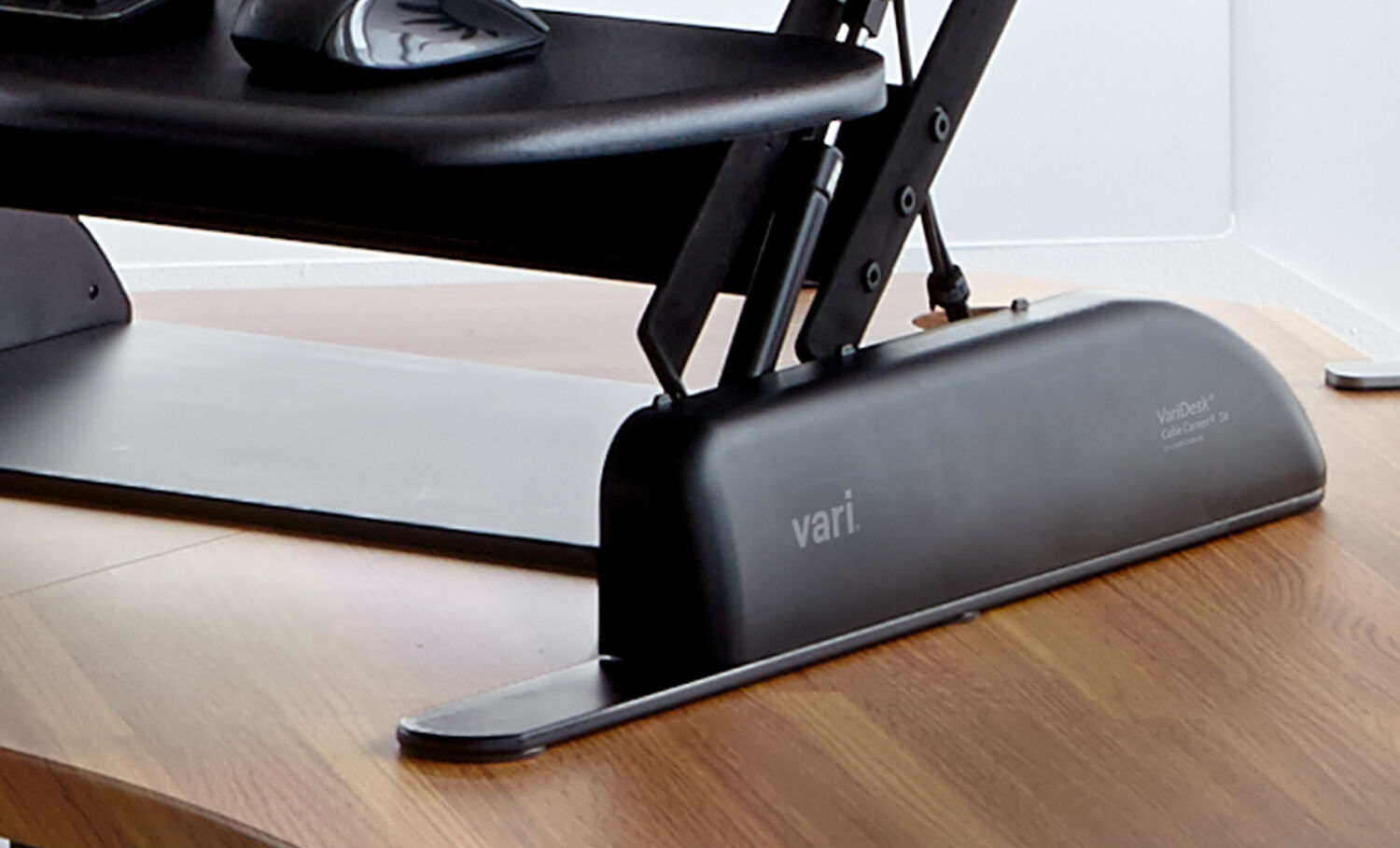 Close up of VariDesk Cube Corner 36 base