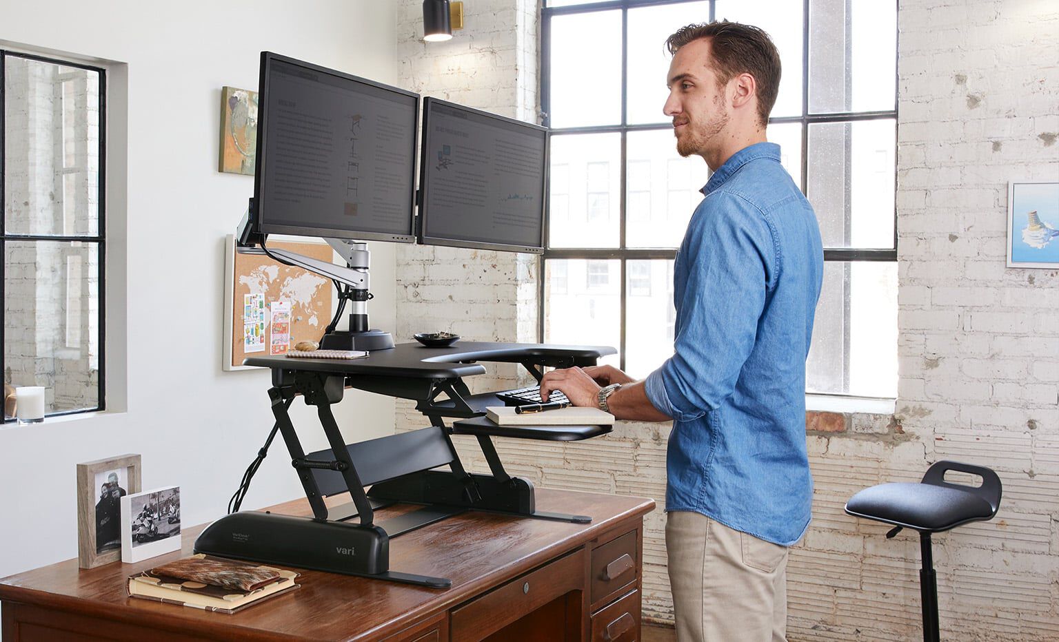 professional works from desktop converter on top of existing desk