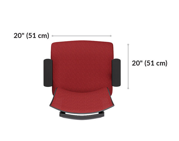 vari task chair seat is 20 inches wide and 20 inches long