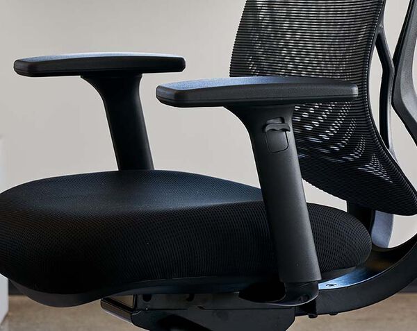 closeup view of performance task chair arm rests