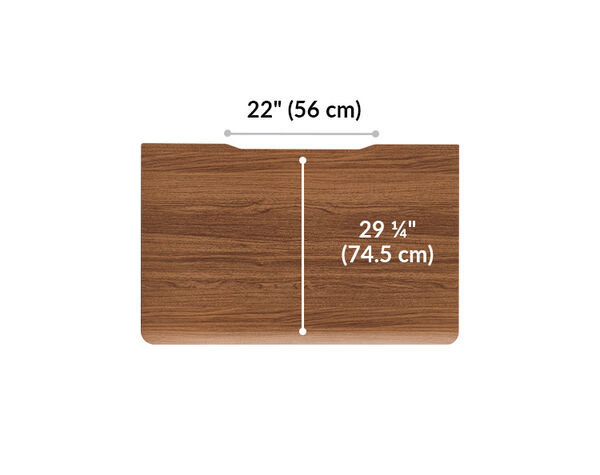 The surface of the Electric Standing Desk with ComfortEdge 48x30 Walnut top is 29.25 inches deep