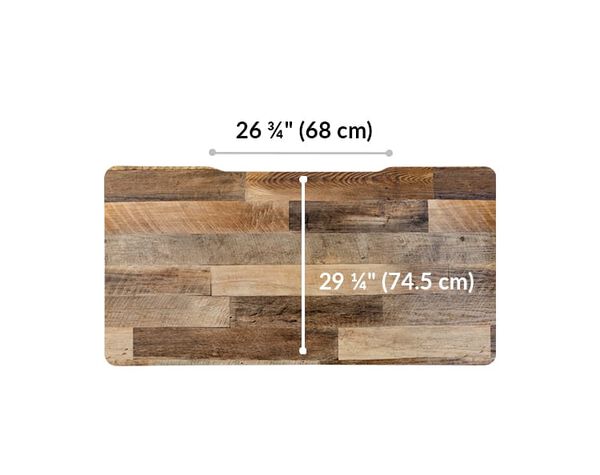 The surface of the Electric Standing Desk 60x30 Reclaimed Wood top is 29.25 inches deep