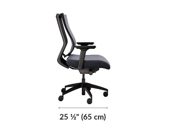 vari task chair is 25 and a half inches deep