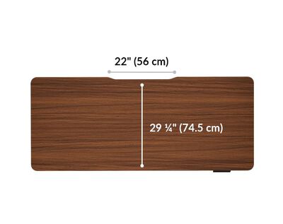 The surface of the Electric Standing Desk 72x30 Darkwood top is 29.25 inches deep