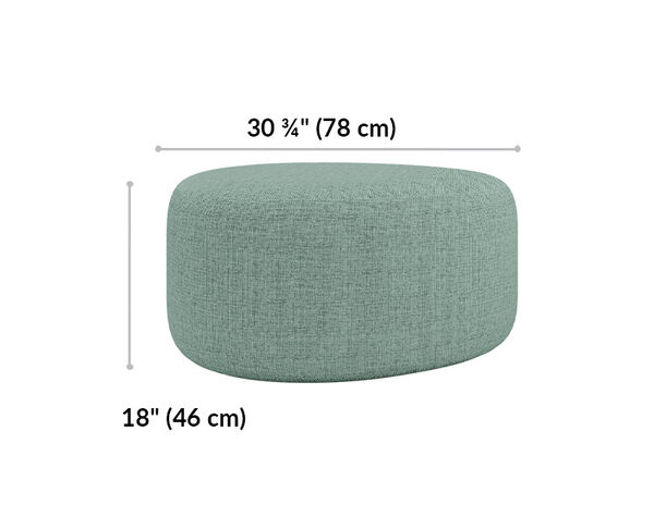 small ottoman is 30 and quarter inches long and 18 inches tall