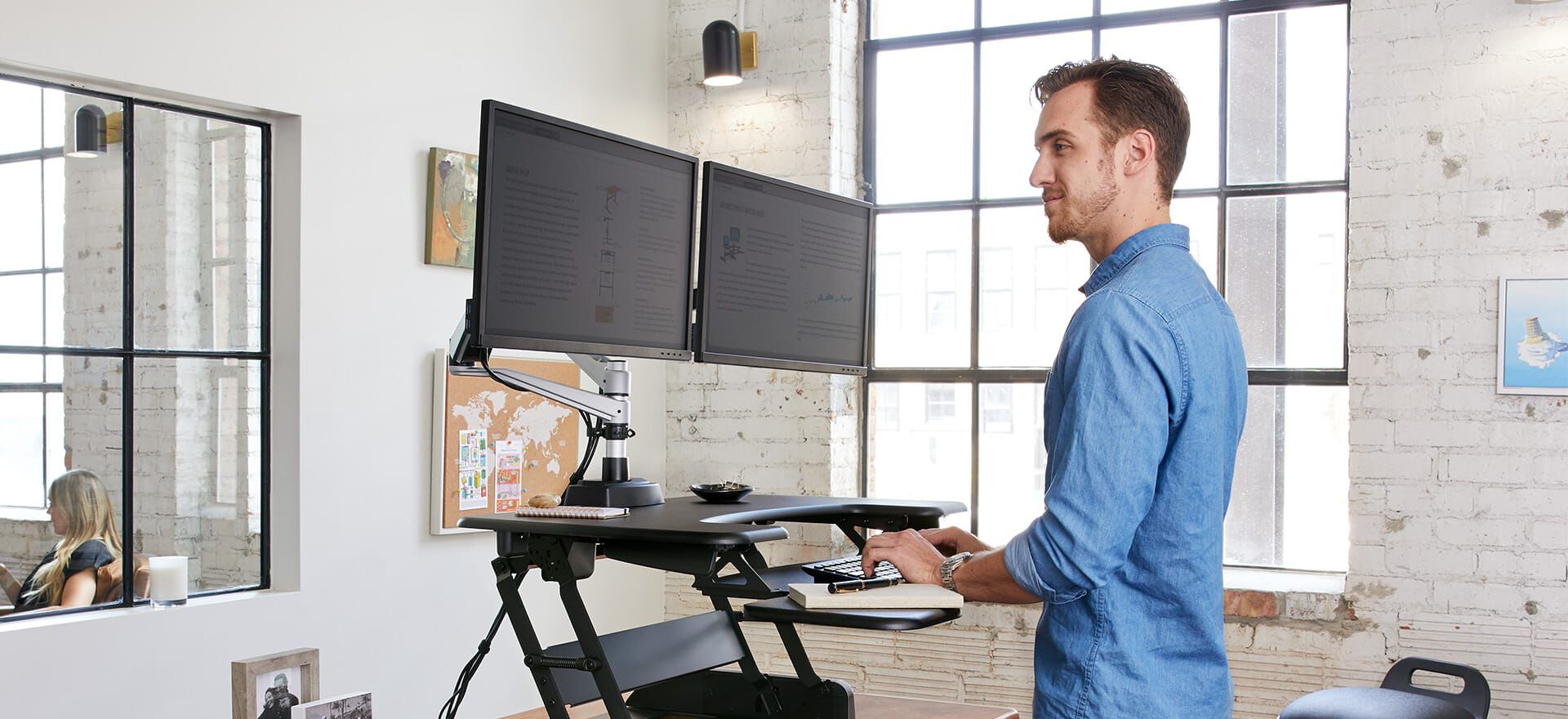 professional standing to work in home office