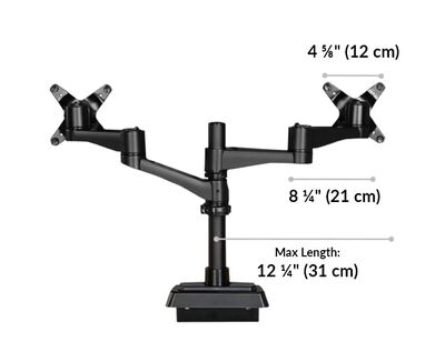 max arm length on each side is 12 and 3 quarter inches long.