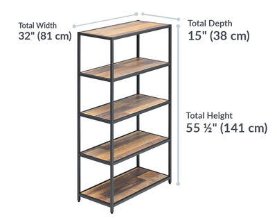 vari hanging desk cubby has a total height of 55 and a half inches and a total depth of 15 inches