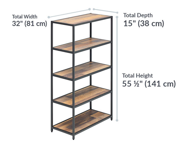 vari hanging desk cubby has a total height of 55 and a half inches and a total depth of 15 inches