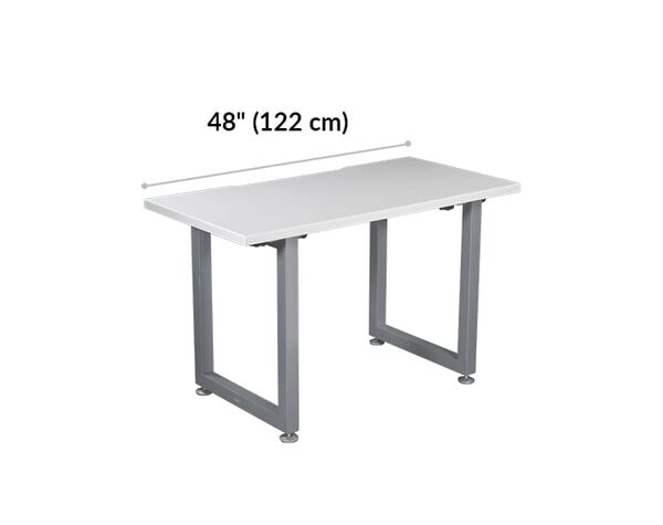 white vari table 48 by 24 width 48 inches