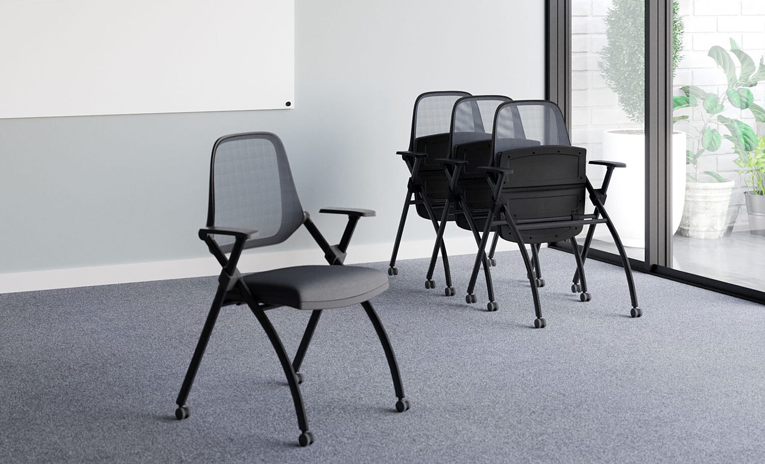 training chairs folded, nested, and stored
