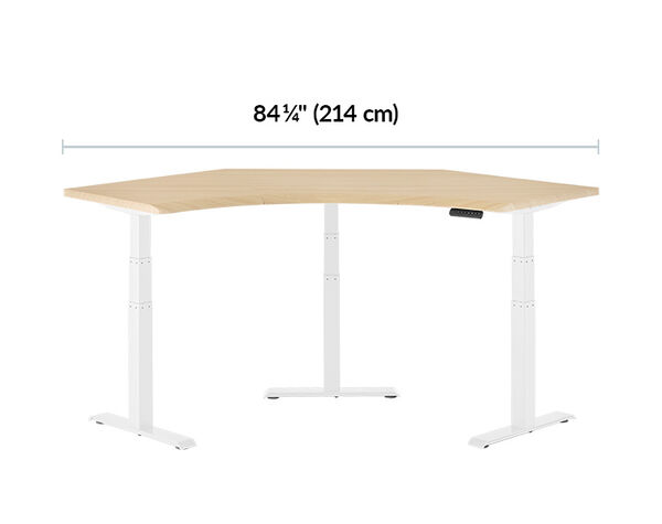 edge to edge the command center electric standing desk is eighty four and a quarter inches wide
