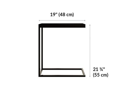laptop side table is 19 inches wide and 22 inches tall
