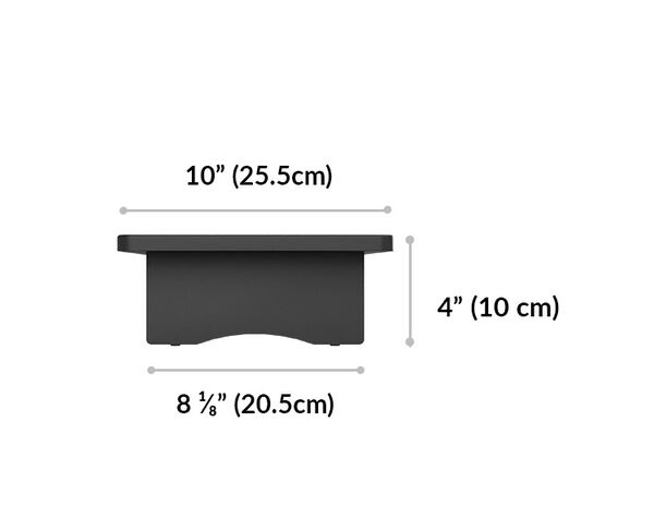 the top of the desk shelf is 10 inches deep and the bottom of the desk shelf is eight and one eights deep