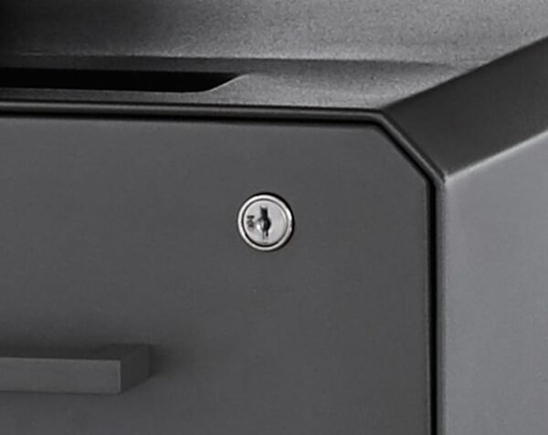 keyhole, chamfered edge, and steel finish seen up close