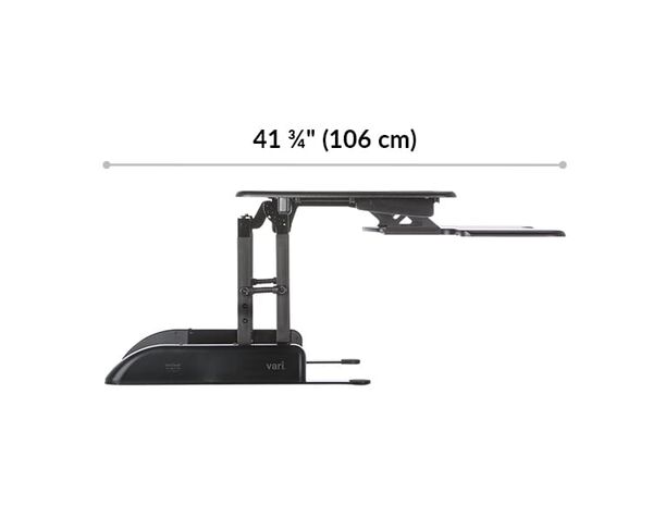Dimension image shows that the desk riser is a total of 41.75 inches deep