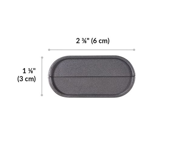 vari power strip 15 feet base length 2 and 3 eighths inches. Height 1 and 1 eighth inches.