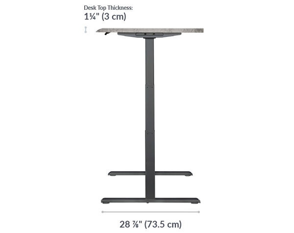 The base of the Electric Standing Desk ComfortEdge™ 60x30 Concrete is 28.88 inches deep