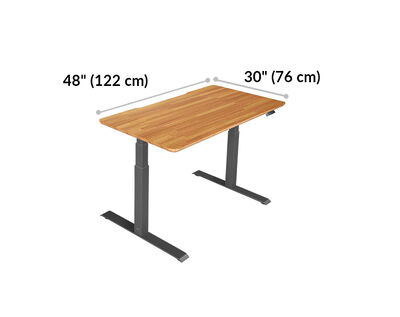 Electric Standing Desk 48x30 Butcher Block is 48 inches wide and 30 inches deep
