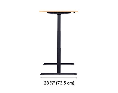 The base of the Electric Standing Desk with ComfortEdge™ 72x30 light wood with black legs is 28.88 inches deep