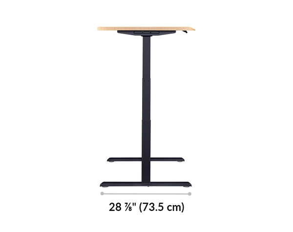 The base of the Electric Standing Desk with ComfortEdge™  72x30 light wood with black legs is 28.88 inches deep
