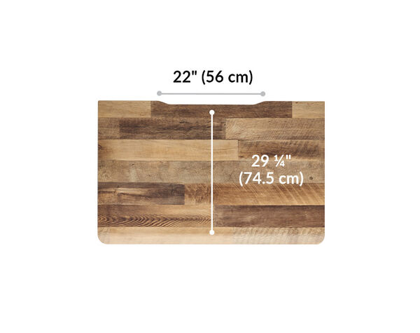 The surface of the Electric Standing Desk with ComfortEdge 48x30 Reclaimed Wood top is 29.25 inches deep