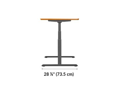 Vari electric standing desk 60 by 30 leg base is 28 and 7 eighths inches deep