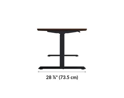 The base of the Electric Standing Desk 72x30 Darkwood is 28.88 inches deep