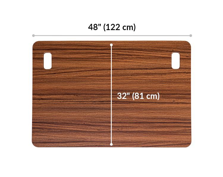 desktop is 48 inches wide and 32 inches deep.