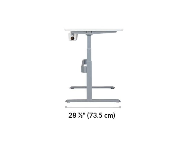 Electric standing desk feet are 28 and 7 eight inches long