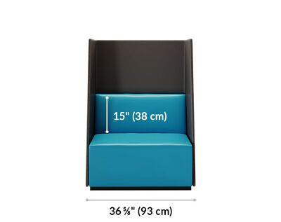 high back chair has a seat back that is fifteen inches tall