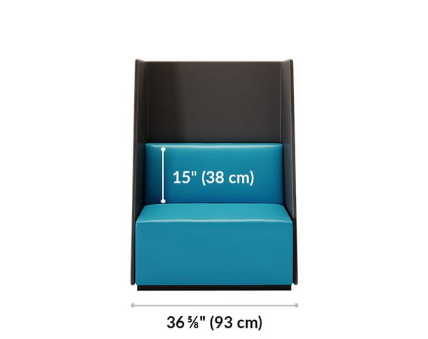 high back chair has a seat back that is fifteen inches tall