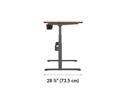 vari electric standing desk 48x30 leg base length is 28 and 7 eighth inches