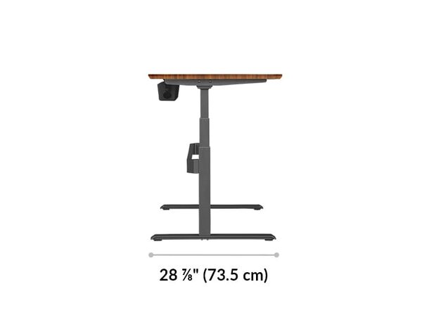 vari electric standing desk 48x30 leg base length is 28 and 7 eighth inches