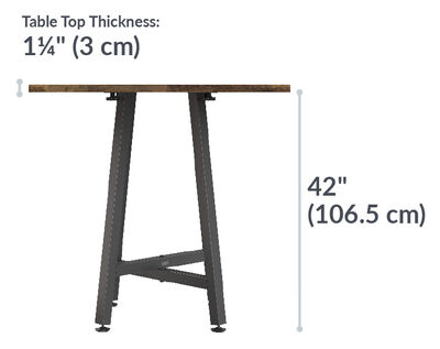 standing square table is forty two inches tall