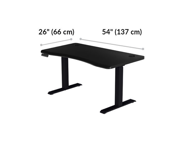 ergo electric Standing Desk 54x26 black black is fifty four inches wide and twenty six inches deep